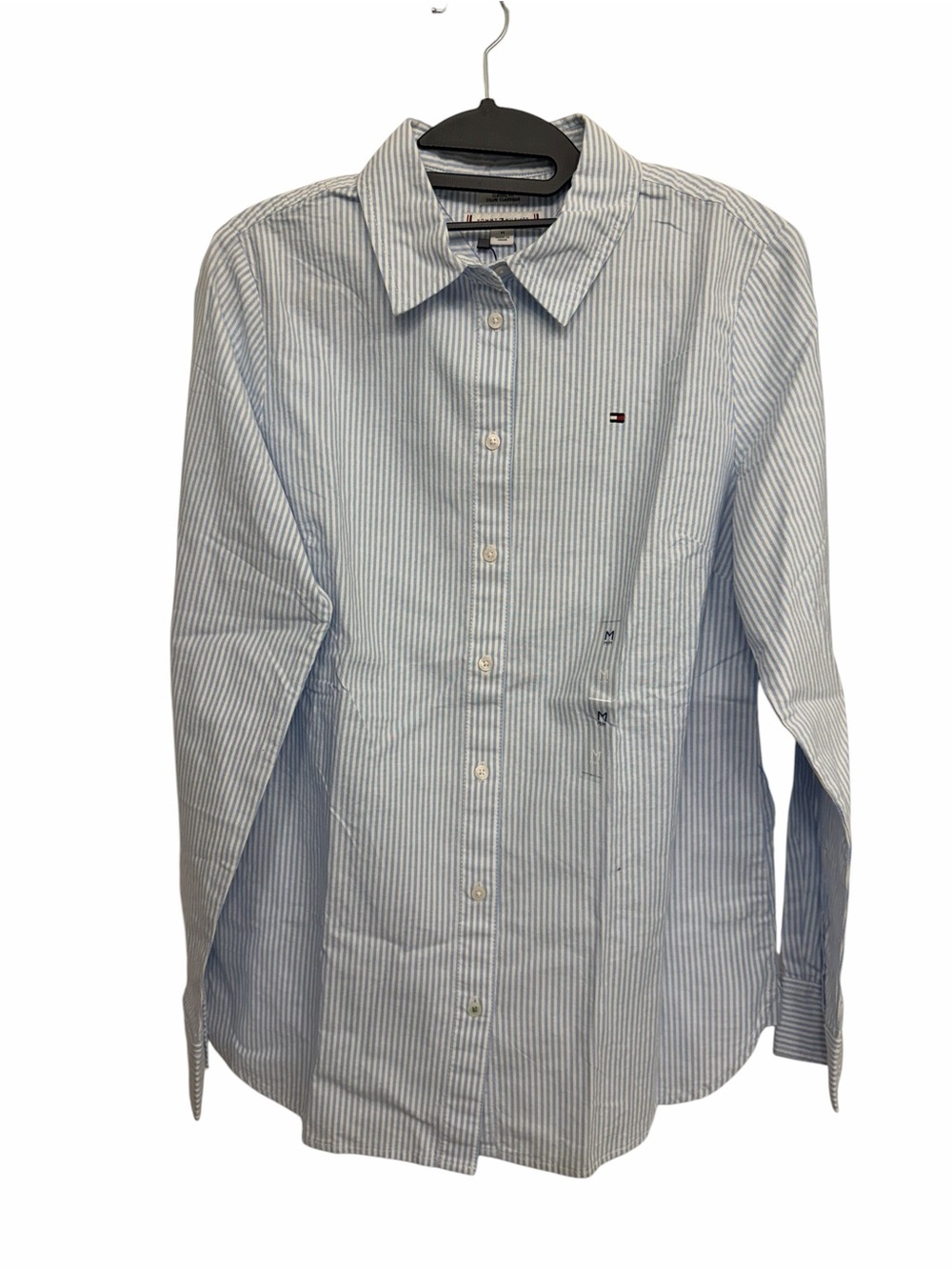 Tommy Hilfiger Classic Fit Blue Striped Cotton Shirt — Size M — NWT